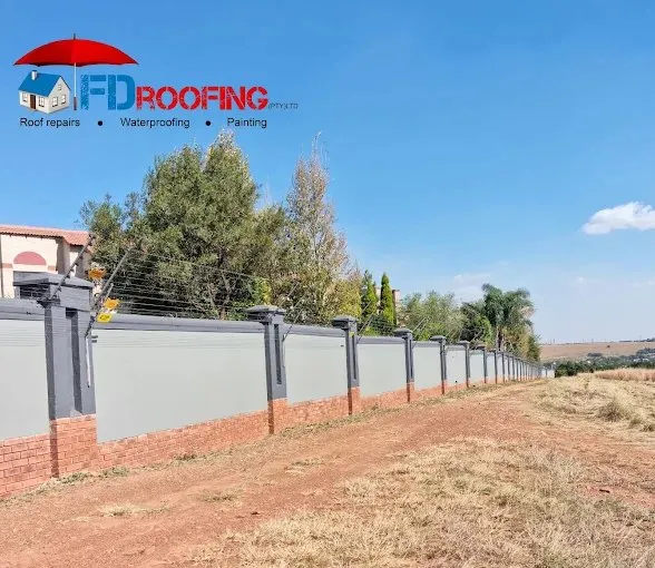 Long painted boundary wall