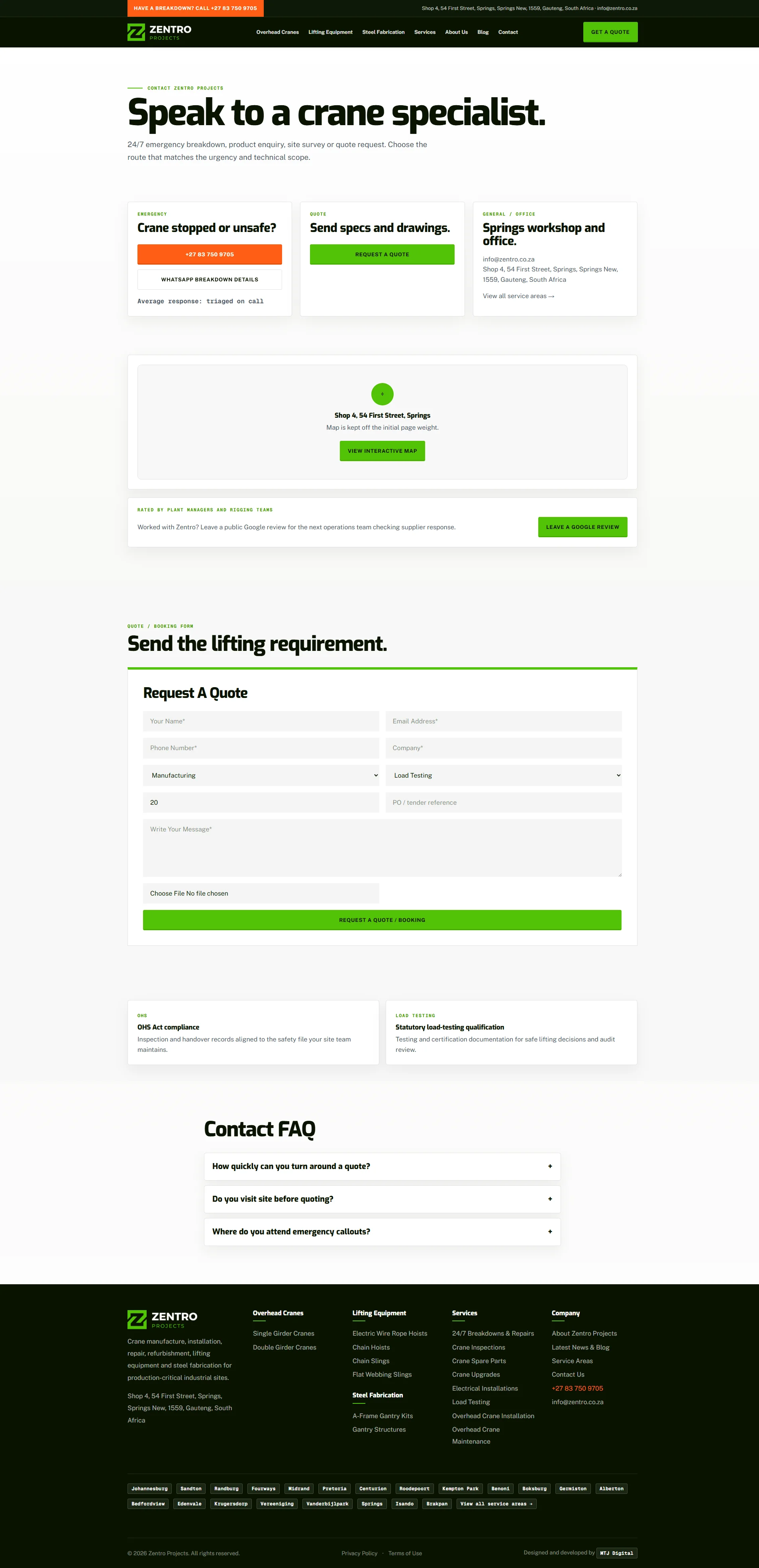 Zentro quote form