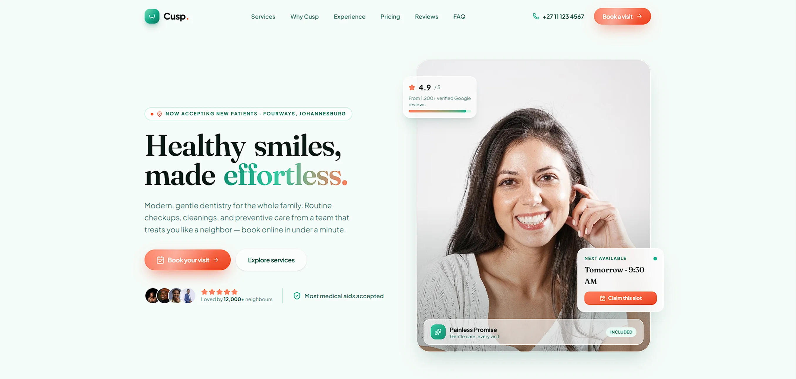 Cusp Dental Studio — Gentle Modern Dentistry website designed by MTJ Digital