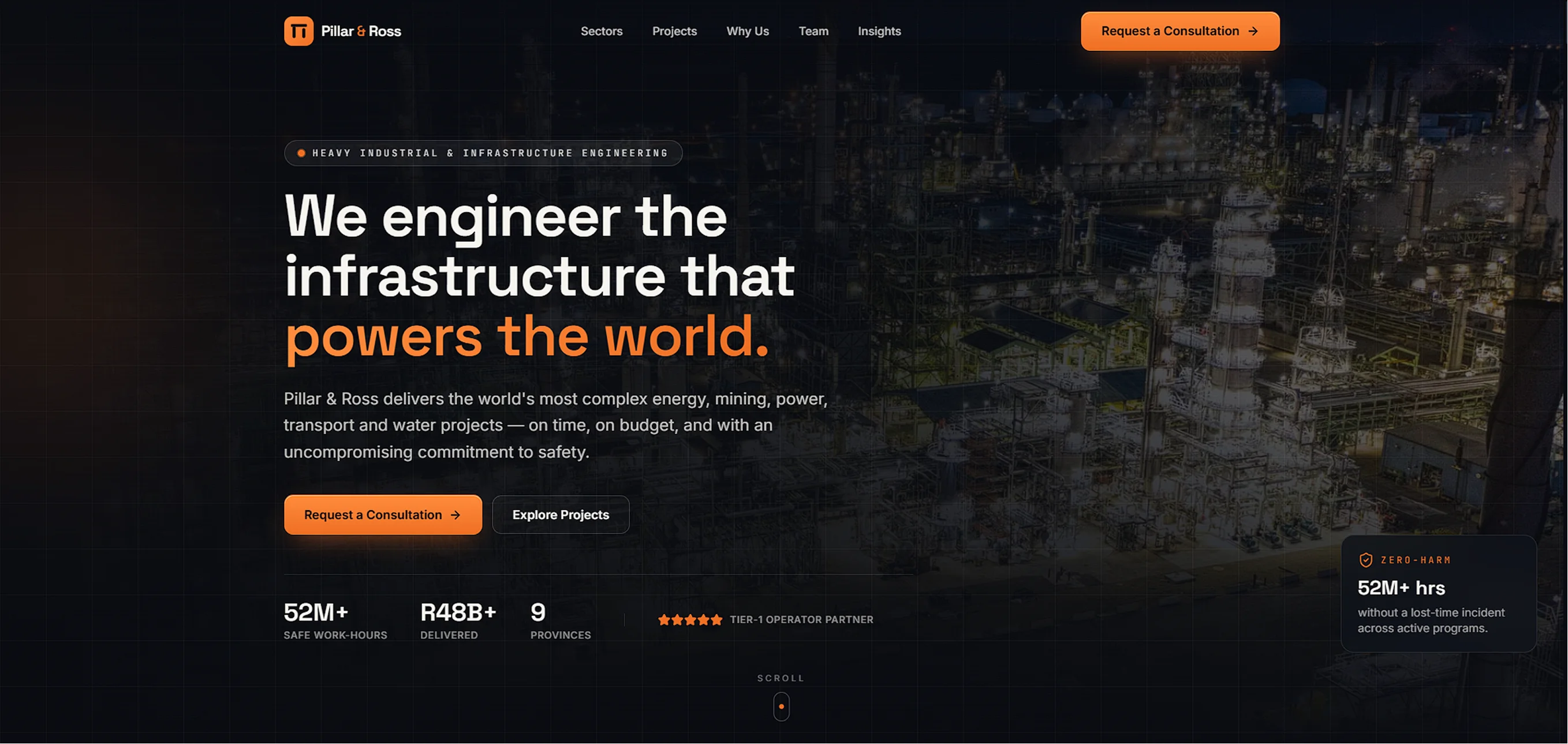 Pillar and Ross — Engineering and Construction Firm website designed by MTJ Digital
