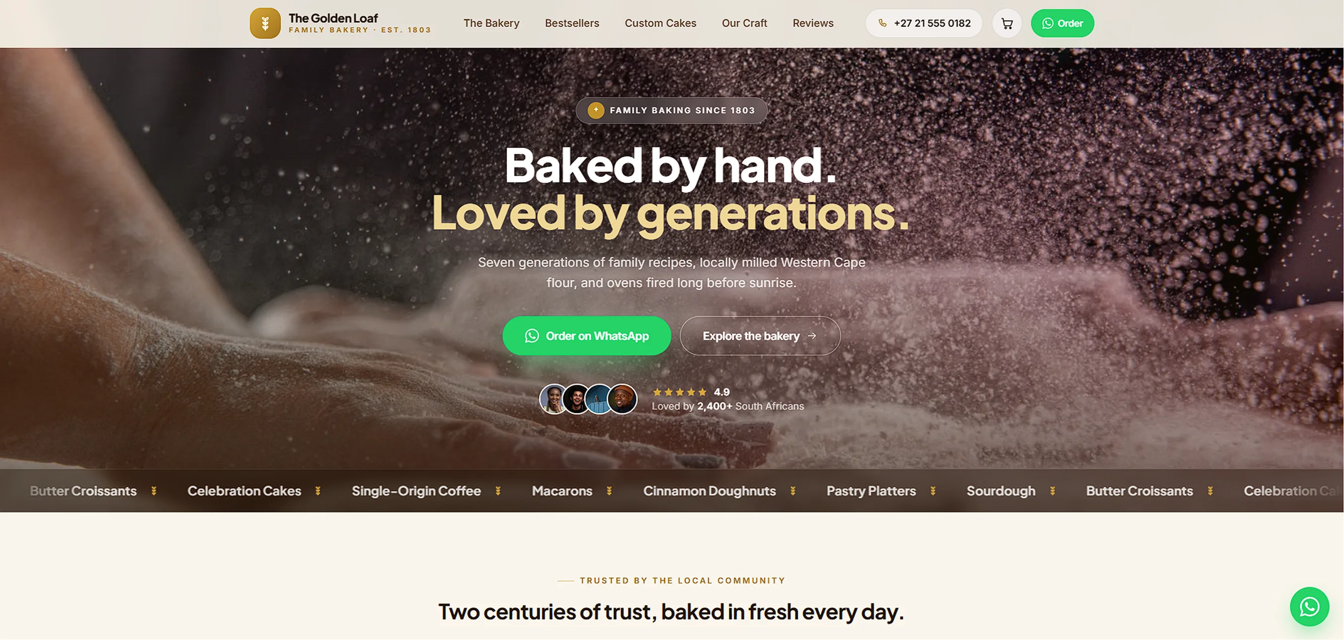The Golden Loaf — Family Bakery website designed by MTJ Digital