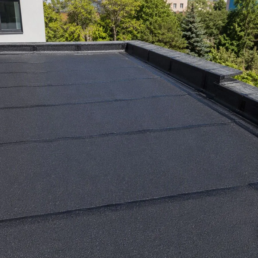 Flat concrete roof with waterproofing